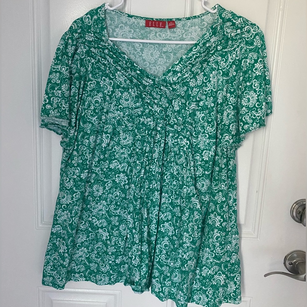 Elle teal floral top size 3X